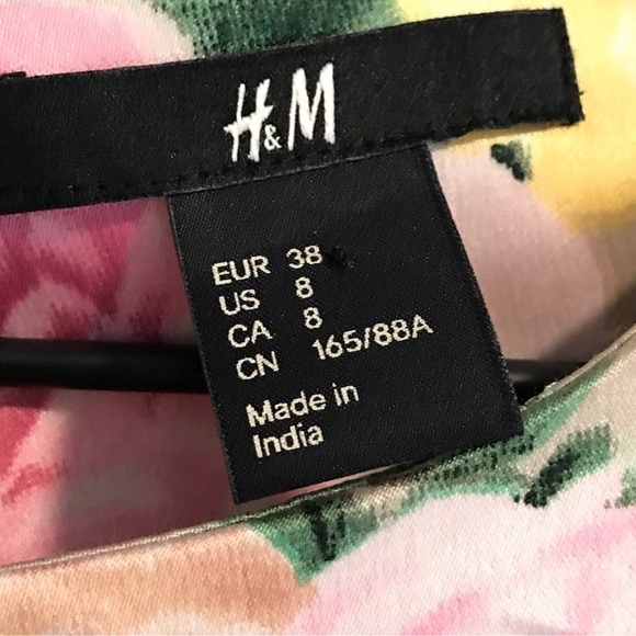 H&M Floral Rose Satin Shift Dress Size 8 Pastel Spring Easter Garden Party - Picture 9 of 10